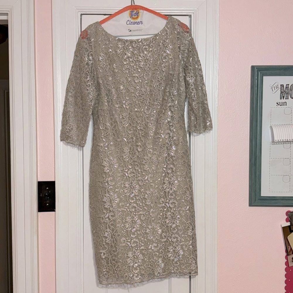 Silver Lace Calvin Klein Dress